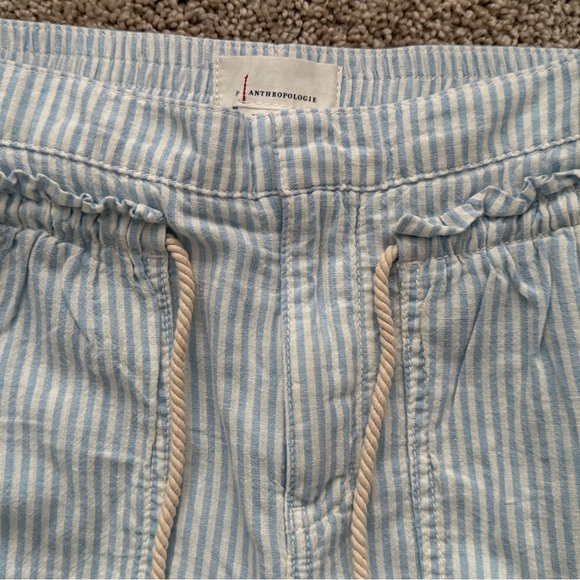 Anthropologie Seashore striped blue and white linen blend crop pants size S - Picture 5 of 7